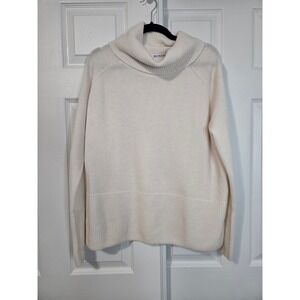 Athleta Womens Cream Merino Wool Cashmere Cowl Neck Sweater M 466750-04